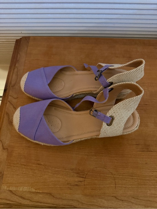 Shoes - Lavender Espadrille Wedge Sandals with Textured Back Strap